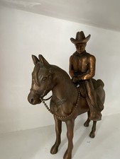 Impressive MCM Mid Century souvenir Bronze Cowboy Horse Carlsbad New Mexico 10