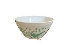 Vintage Charm Inspired by Pyrex Bowl 6C/1.4L White & Turquoise Rise N’ Shine picture