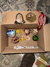10 Vintage Christmas Ornaments Lot Brass Glass Ball Charleston Nativity  picture