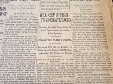 1927 AUGUST 24 NEW YORK TIMES - WILL KEEP UP FIGHT TO VINDICATE SACCO - NT 6366 picture