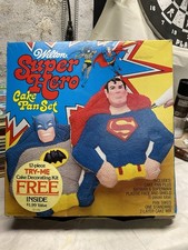 Vintage Wilton Super Hero Cake Pan Batman/Superman W/Box~Missing Chest Emblems picture