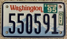 Beautiful Unused 1987-1999 Washington Motorcycle License Plate. Natural 1995 picture