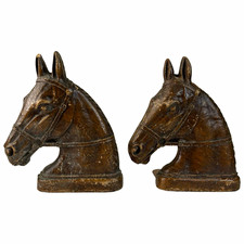 Vintage Pair of Syroco Wood Horse Bookends 6.5” has wear/chipping picture