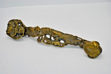 11” Chinese Bronze Gilt Exquisite Handwork Dragon Ruyi Scepter Collection Statue picture