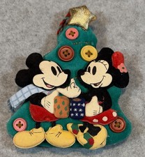Disney Vintage Mickey & Minnie Mouse Christmas Tree Felt Ornament picture
