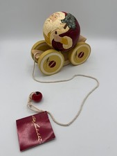 Vintage 1988 Briere Roly Poly Wood Santa Ball & Pull Cart-Bob Timberlake #863 picture