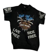 Harley-Davidson Righteous Ruler Sweatshirt Cutoff Tee Live Free Size M Rare VTG picture