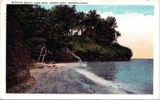 BATHING BEACH LAKE ERIE north east pa antique postcard pennsylvania c1920 picture