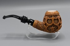 Tulip Design Fat Apple Pipe BLOCK MEERSCHAUM-NEW-HANDCARVED W Case#1166 picture