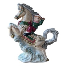 Vintage Fitz And Floyd Christmas Creamer - Happy Elf on Horse - Omnibus 1995 picture