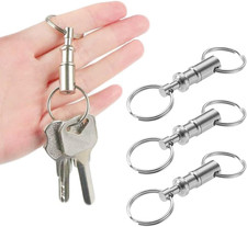 3 Pack Quick Release Detachable Keychain Dual Pull Apart Key Chain Spring Split picture