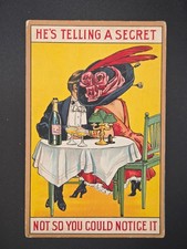 Antique Postcard 1910 Bamforth Romance Couple Comic Hat Champagne USA 376 Posted picture