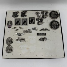 Vintage Motorcycle Biker Pin Lot Of 23 POW MIA Eagles Wings Etc - No Backs picture