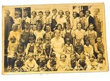 Antique RPPC Photo Postcard 1920s 1930s O'Connor School Class Children Overalls picture