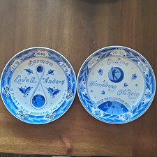 Vintage Royal Delft Apollo 8 & Apollo 11 Space Plates Pair De Porceleyne Fles picture