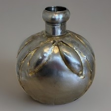 Vintage Brutalist Mixed Metal Water Vessel Jug Large Floor Vase India 16” picture