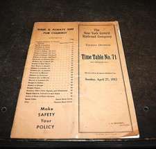 April 1952 New York Central TOLEDO DIV. ETT #71 W/Map picture