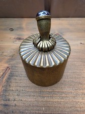 Rare, vintage round brass lidded trinket box with ribbed. picture