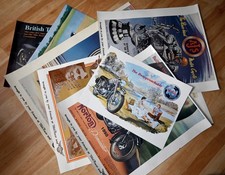 7 Vintage Original Motorcycle Posters / Parts Catalogs Norton, AJS - Laminated picture