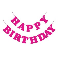 Pink Happy Birthday Banner Sign Birthday Backdrop Party Supplies for Kids Boy... picture