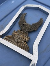 Vintage HARLEY DAVIDSON Solid Brass Eagle Medallion Sissy Bar Insert Emblem picture