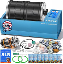 Dual-Barrel Rock Tumbler Kit – 8LB Extra Large Capacity (4LB × 2), Brushless Mot picture