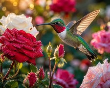 PT220 Ruby Throated Hummingbird Wildlife Nature Photo 8X10