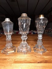 Lot Of Early primitive 1800s rare ANTIQUE BOSTON SANDWICH GLASS WHALE OIL LAMP picture