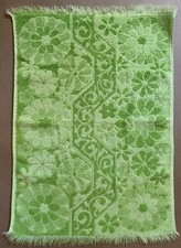 1970s Sears Jacquard Terry Flower Power Retro Lime Green All Cotton Hand Towel picture