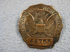Nice Antique WW1 Bronze *Boys Working Reserve U.S.A.* Numbered Badge # 44755 picture