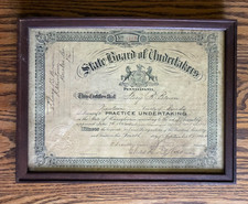 Antique 1905 PA State Board of Undertakers License Framed Newtown Bucks Co Brown picture