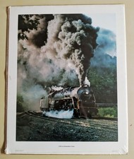 Vintage 1979 Reading Railroad 2102 Steam Train Power Graphics Art Print 16x20 picture