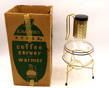 Vintage Mid Century MCM KARMAX Pyrex Glass Coffee Server and Warmer Carafe picture
