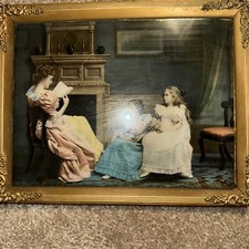 Fairy Tales Chromolithograph 1900 M L & Co NY Print Framed Lady Reading To Kids picture