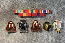 Lot of 5 Authentic Army Corps Medical Department Pins & Medal Ribbons Rack Combo picture