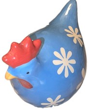 La Dolce Vita Hen House Collection Blue w/ White Flowers Chicken Ceramic picture