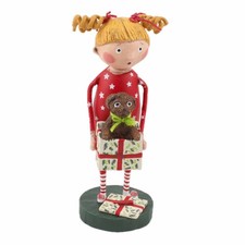 Lori Mitchell Christmas Pup Dog Girl in Pajamas Folk Art Figure Figurine picture