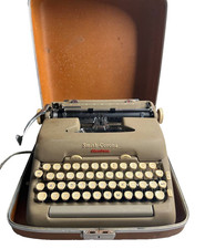 Vintage 1958-1960 Smith Corona Electric Typewriter 5TE Portable Tan W/ Case picture