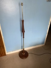 Vintage 1950s-60s Brass And Teak Floor Lamp Refurbished  picture