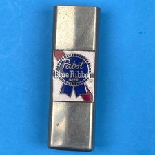 Vintage Sterling Silver Pabst Blue Ribbon Beer Lighter Cover Case PBR Logo picture