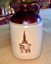 Vintage New England Stoneware Pottery Jug Primitive Country Home Decor picture