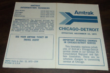SCARCE DECEMBER 1972 AMTRAK CHICAGO DETROIT PUBLIC TIMETABLE picture