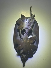 VINTAGE Japanese Obi-Dome BRONZE 🍁 MAPLE LEAF Edo Period Very Rare Deep Patina picture