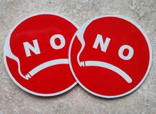 Unique NO SMOKING SIGNS - 2 piece set - Anti Smiley Face - Frendly Warning Logo picture