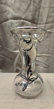 ANTIQUE VICTORIAN / ART NOUVEAU STERLING SILVER OVERLAY GLASS VASE picture