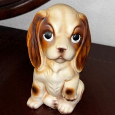 Antique Ceramic Spaniel Puppy Dog Figurine Made in Japan Large Eyes MCM 8