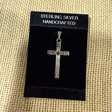 Vintage JCPenney Sterling Silver Handcrafted Handmade Christian Cross Pendant picture