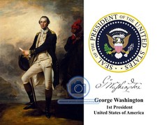PRESIDENT GEORGE WASHINGTON PRESIDENTIAL SEAL AUTOGRAPHED 8X10 PHOTOGRAPH picture