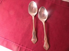 2 Oval Soup Spoons STANLEY ROBERTS Golden MAJESTY STAINLESS Gold Accent 7