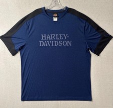 Harley-Davidson Davenport Iowa Blue/Black Short Sleeve Performance T-Shirt 2XL picture